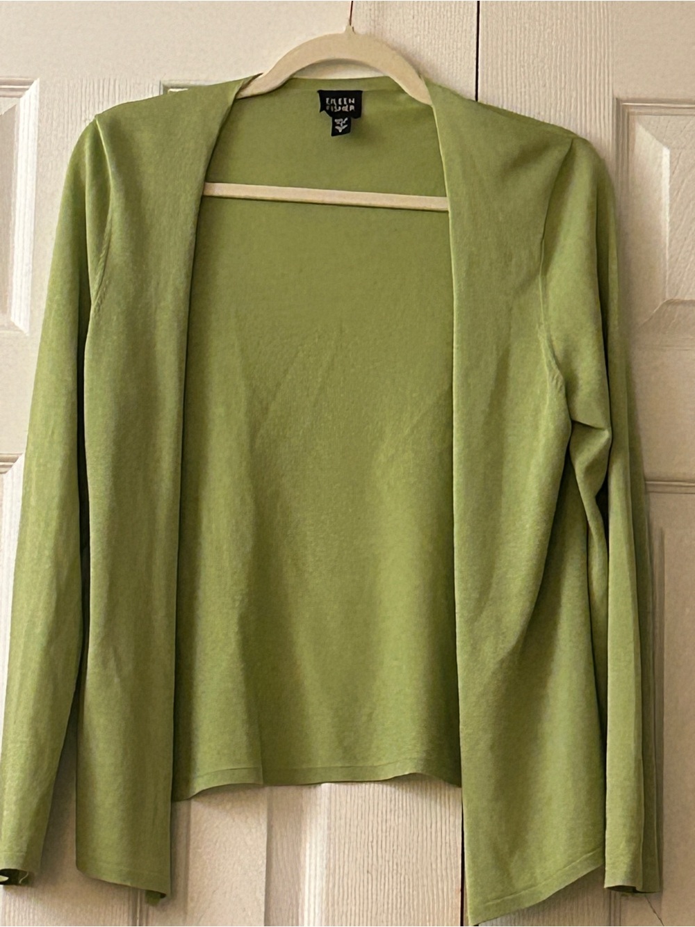 Eileen Fisher Size Small Light Green Open Front Crepe Cardigan Minimalist Shrug